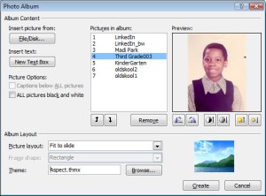 New Album Screen Shot