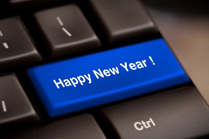 happy new year message, keyboard enter key